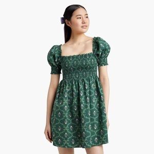 Hill House Athena Nap Dress Emerald Trellis XS